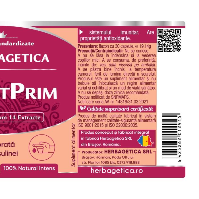 Capsule diabet - DIABETPRIM, 30 caps