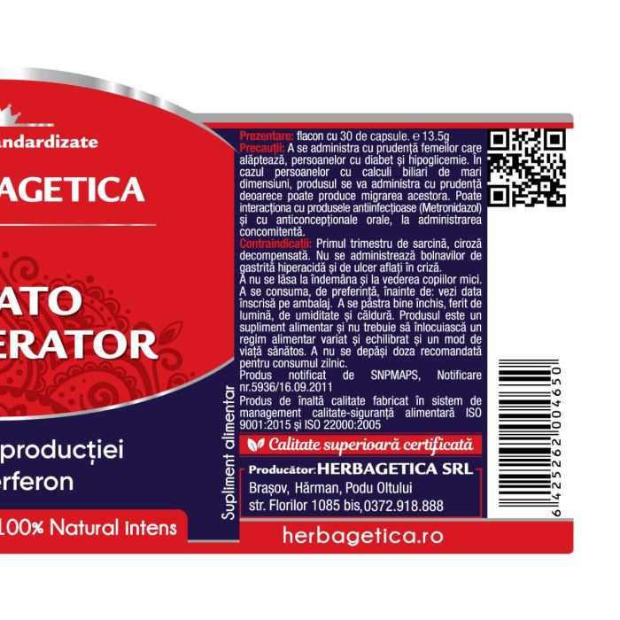 Capsule ficat - HEPATOREGENERATOR, 30 caps