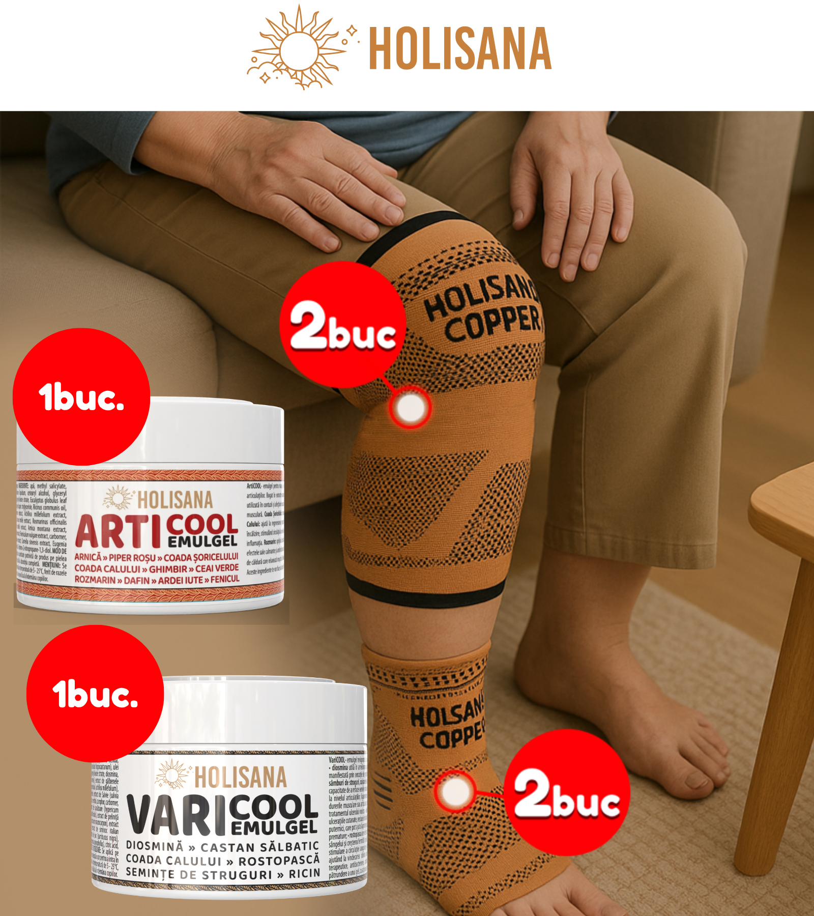 Pachet VariCool + ArtiCool + Genunchiere + Sosete