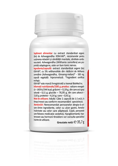 Ashwagandha KSM-66 Forte 500 mg, 60 caps