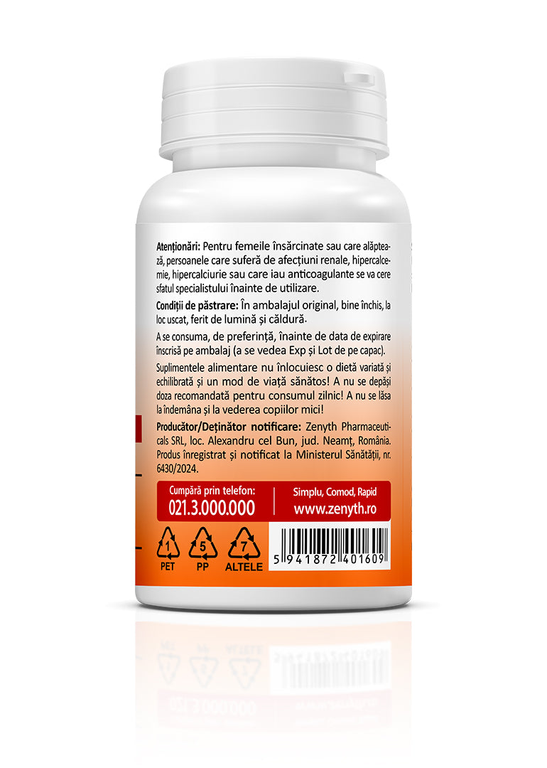 Vitamina D3 5000 UI + K2 Forte, 30 caps