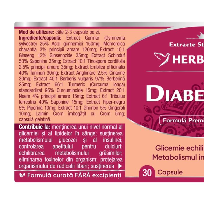 Capsule diabet - DIABETPRIM, 30 caps
