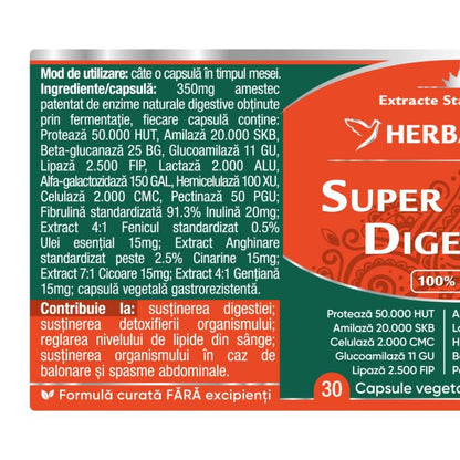 Capsule digestie - SUPER ENZIME DIGESTIVE, 30 caps