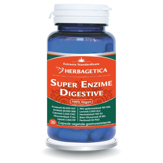 Capsule digestie - SUPER ENZIME DIGESTIVE, 30 caps